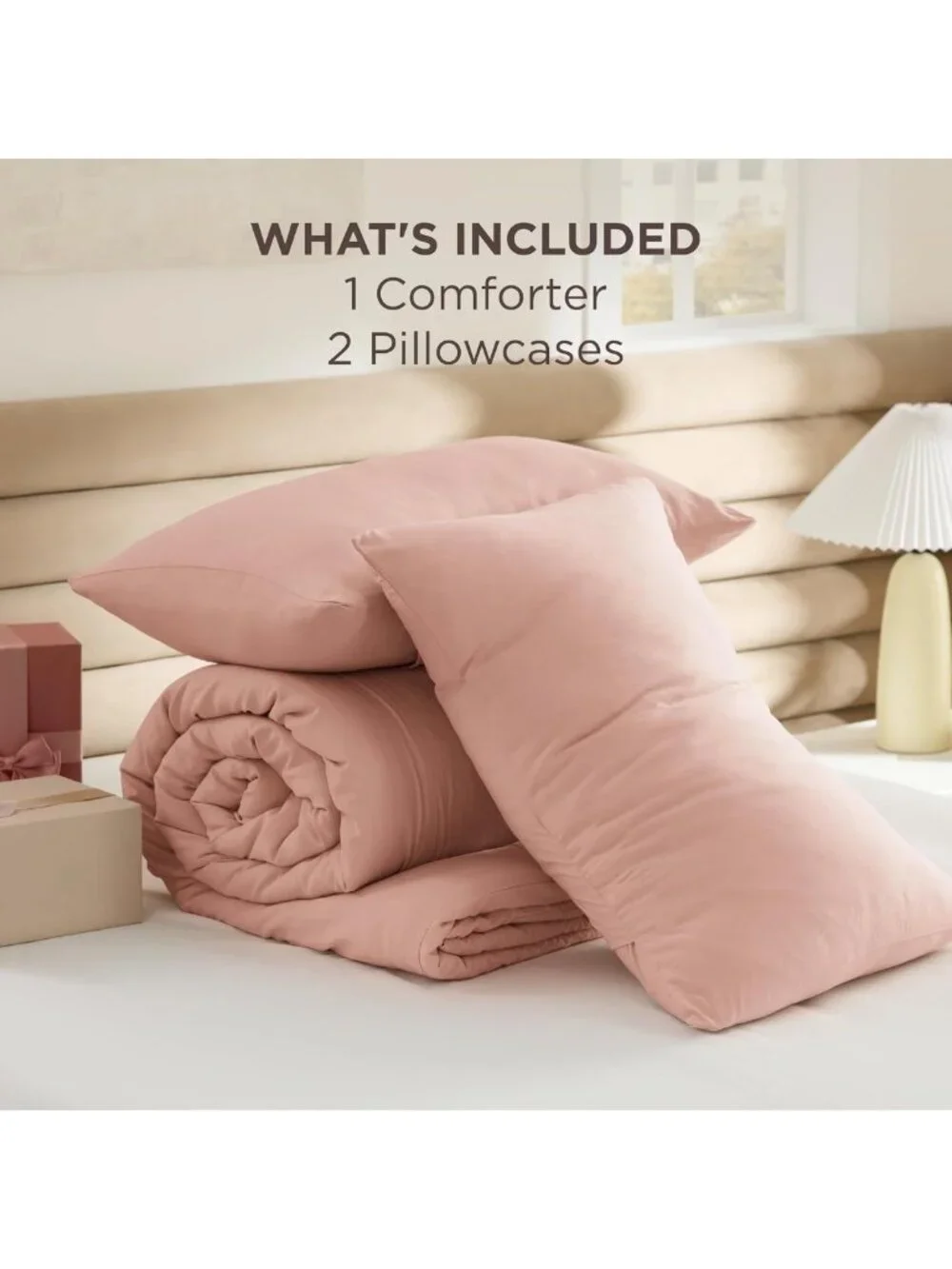 Cozy Blush Pink Queen Comforter Set - Soft Lightweight Bedding, 3 Pieces for All